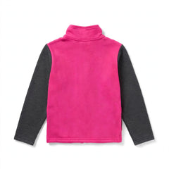 Two-Tone Pink & Charcoal Mock Neck Zipper Jacket - K-193