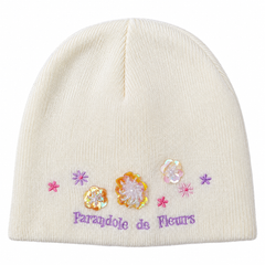 Fancy Flower Work - 3 Shiny 3D Flowers + Small Star Embroidery - R-92
