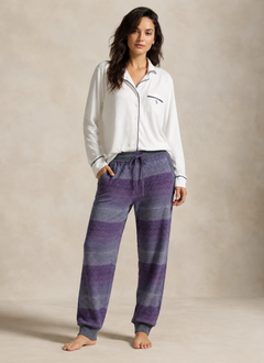 Jogger Pant With Purple Grey Striped Pattern