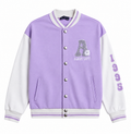 Lavender Varsity Baseball Jacket With Striped elastic rib and 2 Side Pocket - K-192