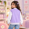 Lavender Varsity Baseball Jacket With Striped elastic rib and 2 Side Pocket - K-192