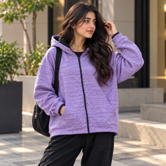Full Zipper Hoodie with Hood - Long Length With 2 Side Pocket -W-151
