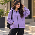 Full Zipper Hoodie with Hood - Long Length With 2 Side Pocket -W-151