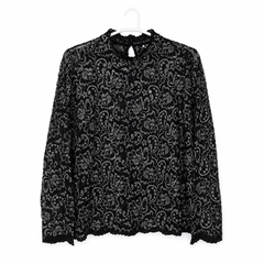 Long Sleeves Paisley Print Lace Top