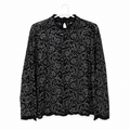 Long Sleeves Paisley Print Lace Top.