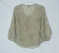 Long Sleeves V-Neck Line Gathered Cuffs