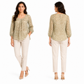 Long sleeves v-neck line gathered cuffsL.