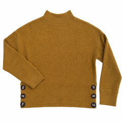 Mustard High Neck / Turtle Neck Sweater with Side Button Design - W-156