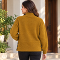Mustard High Neck / Turtle Neck Sweater with Side Button Design - W-156