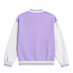 Lavender Varsity Baseball Jacket With Striped elastic rib and 2 Side Pocket - K-192