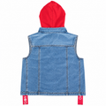 Denim Sleeveless Vest with Red Hoodie - Vetements Style Jacket - K-186