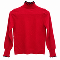 Ladies Red Striped High Neck -W-154