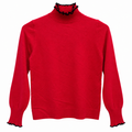 Ladies Red Striped High Neck -W-154