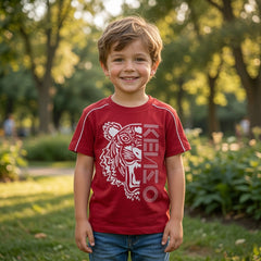 Short Sleeve Kids Organic Animal T-shirt, Tiger Graphic