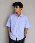 Short Sleeves Collar Shirt With Front Pocket full side view.