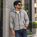 Men's Grey Marl Zipper Hoodie - Premium Fleecewith Side Zipper Pockets - M-173