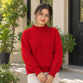 Premium Pointelle Knit - Imported Diamond Jaali Design High Neck Sweater -W-162