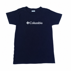 Half Slevees Round Neck Columbia Black Logo T-Shirt - M-40