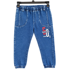 Jogger Style Denim Pant with 2 Back Pocket And Bold Print - K-123