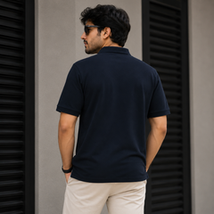 Short Sleeves Polo Collar With Two Button Placket - M-76