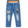Patch Work Denim Jeans with Cartoon Embroidery With 2 Back Pocket - K-127