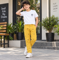 Elastic Waist Jeans  With Front Back Pocket And Front Embroidery - K-125