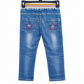 Patch Work Denim Jeans with Cartoon Embroidery With 2 Back Pocket - K-127