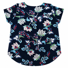 Short Sleeves Curved High Low Hem Top - W-27